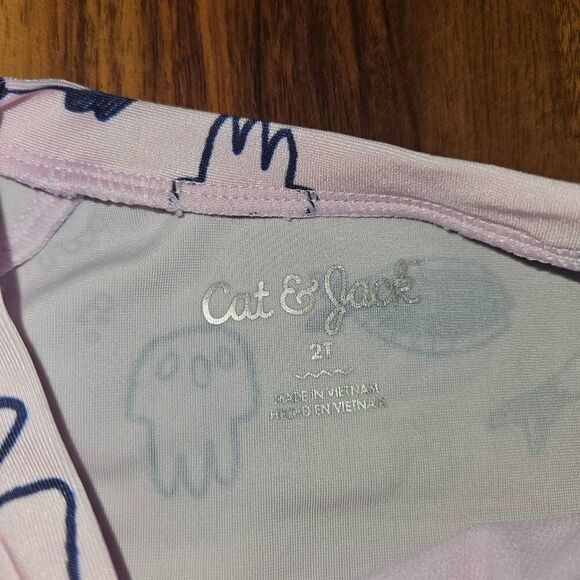 5 For $25 Cat & Jack Purple and Navy 2 Piece Swimsuit Fish and Stripes 2T - Picture 2 of 4